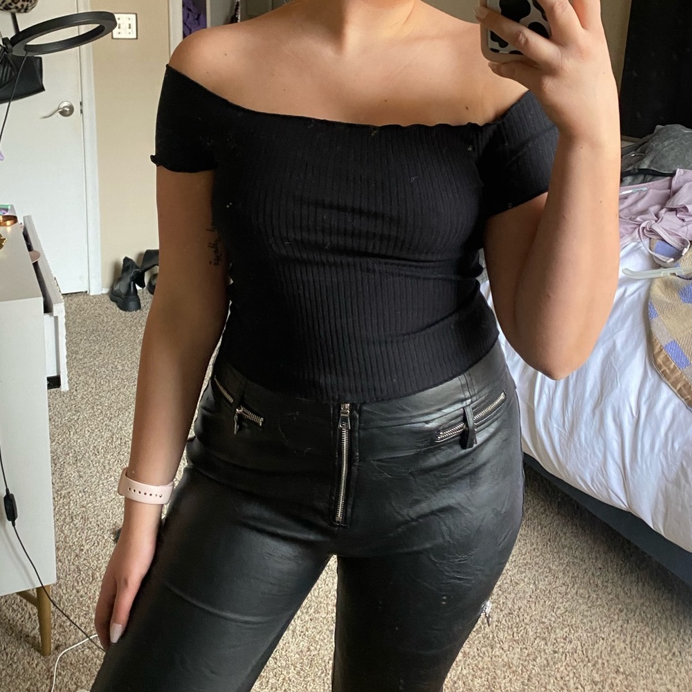 Off the shoulder black shirt